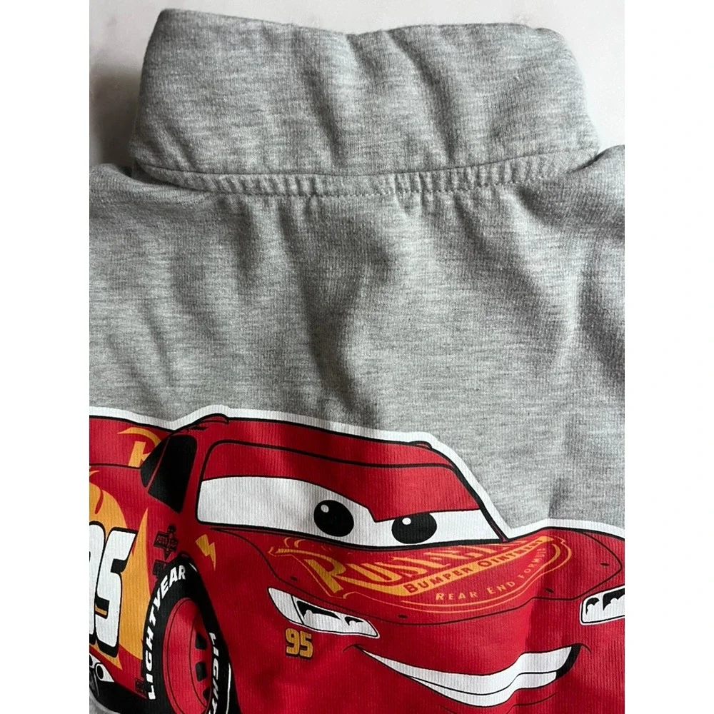 Disney Pixar Cars 1/4 Zip Sweatshirt Lightening McQueen Gray Pullover size 7
